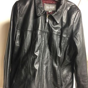 Black lined leather jacket XL